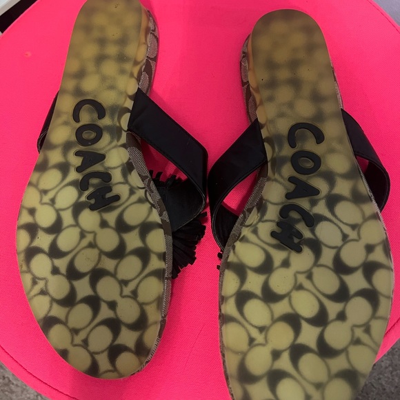 Coach brown tan C flip flop tassel bling vintage - Picture 6 of 6
